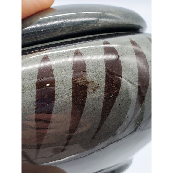 Tonala Mexico Lidded Trinket Dish Yellow Butterfies & Blue Flower Jewelry VTG - Picture 11 of 12